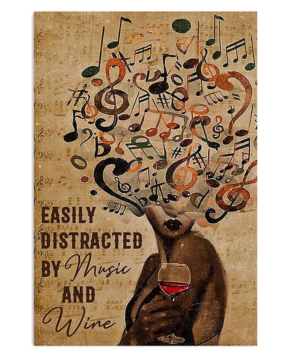 African American Afro Juneteenth Day Distracted By Music Wine Poster