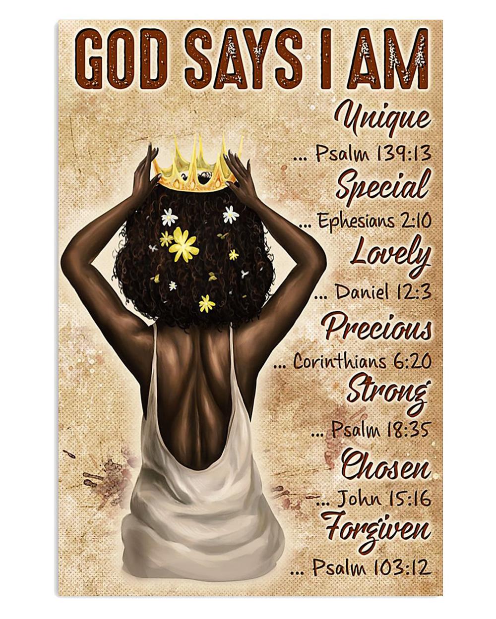 African American Afro Juneteenth Day God Says I Am Unique Poster