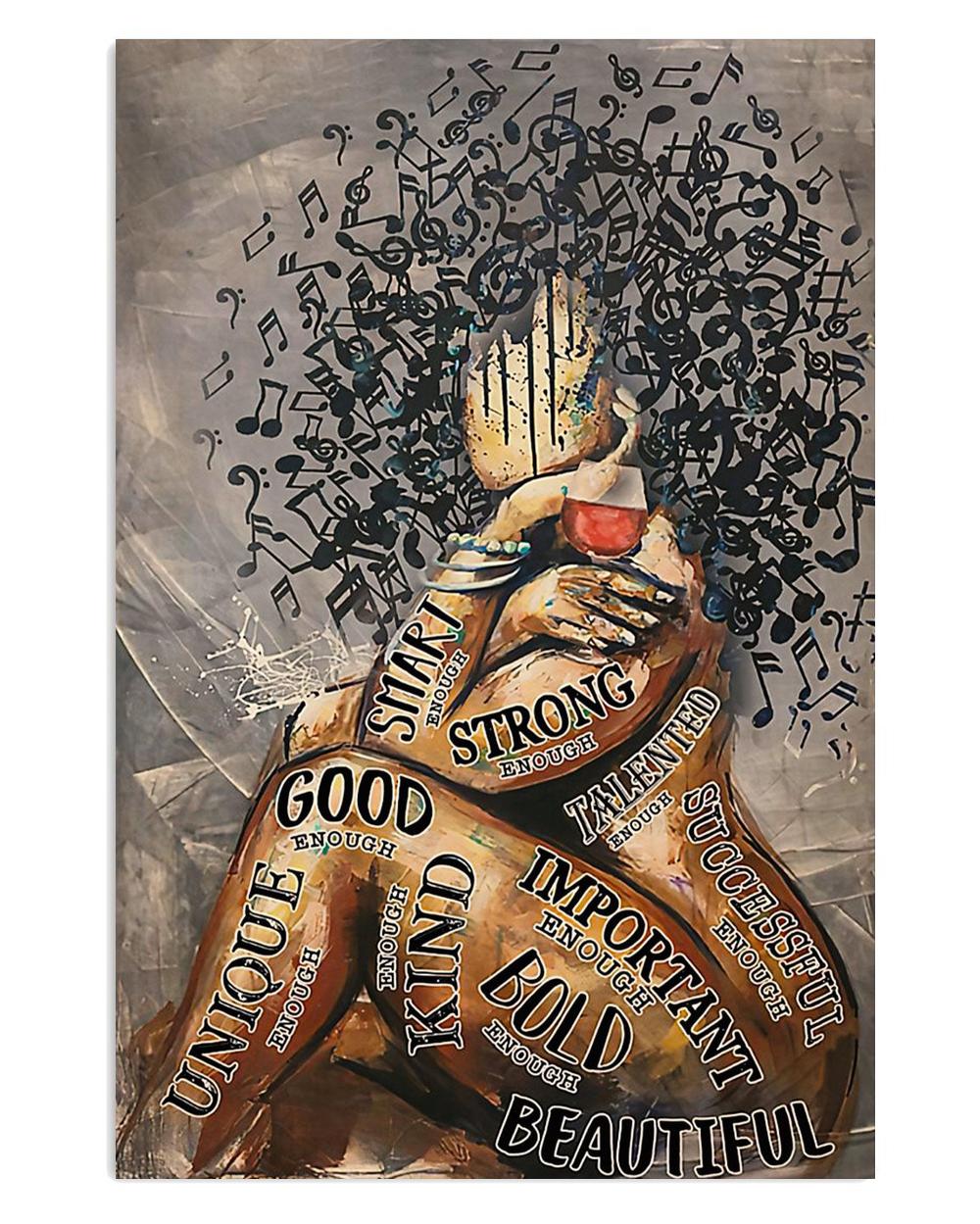 African American Afro Juneteenth Day Motivational Quotes Wine Girl Poster