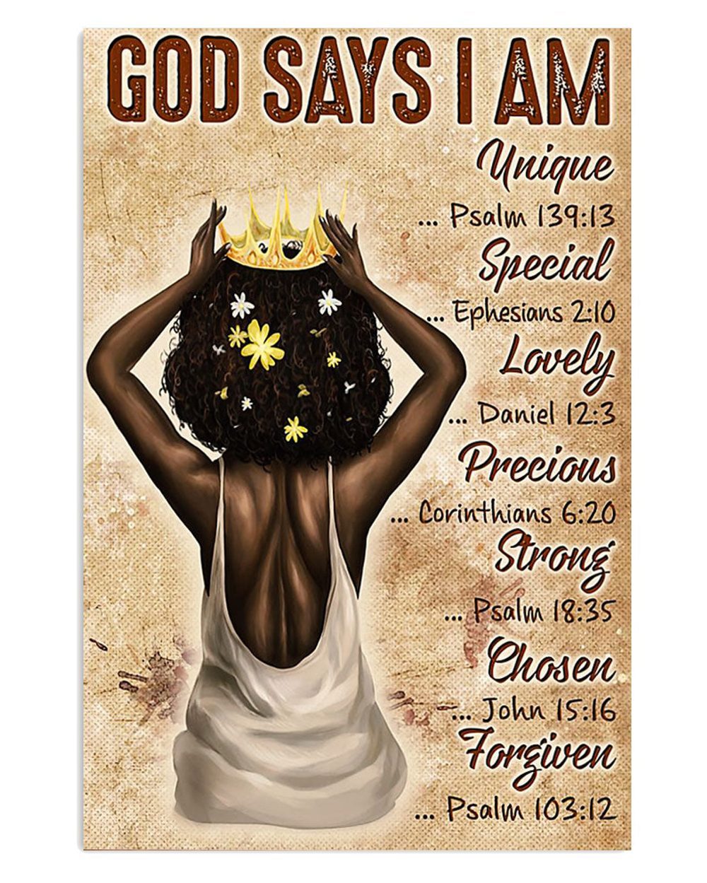 African American Afro Juneteenth Day Room God Says I Am Unique 1 Poster