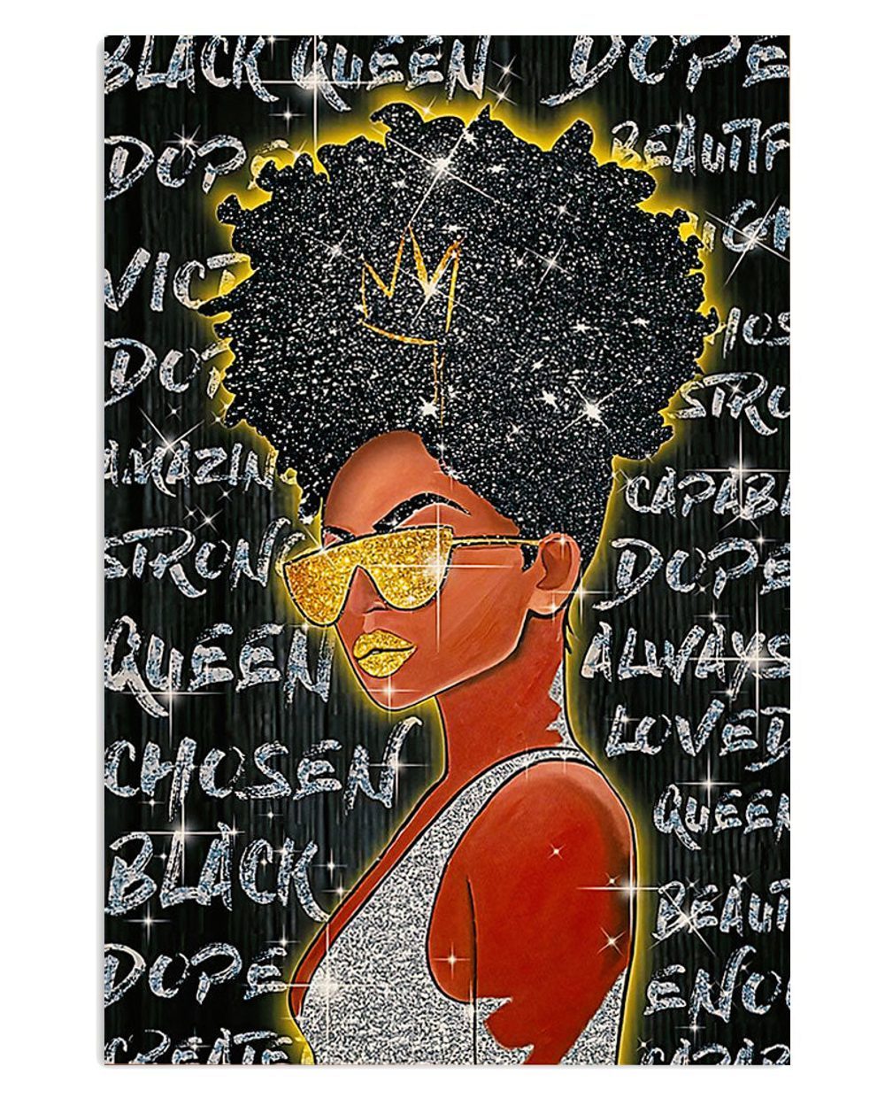 African American Afro Juneteenth Day Room Golden Black Queen Poster