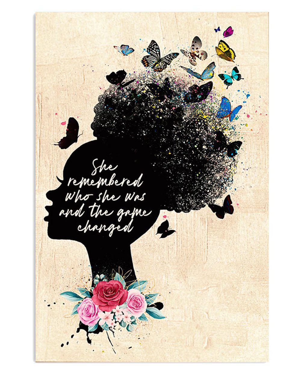 African American Afro Juneteenth Day Room Inspirational Quotes Butterflies Poster