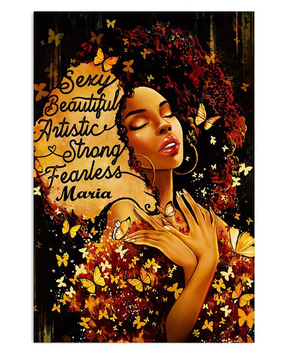 African American Afro Juneteenth Day Room Personalized Name Customized Name Black Woman Poster