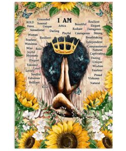 African American Afro Juneteenth Day Sunflower Wings Black Princess Poster