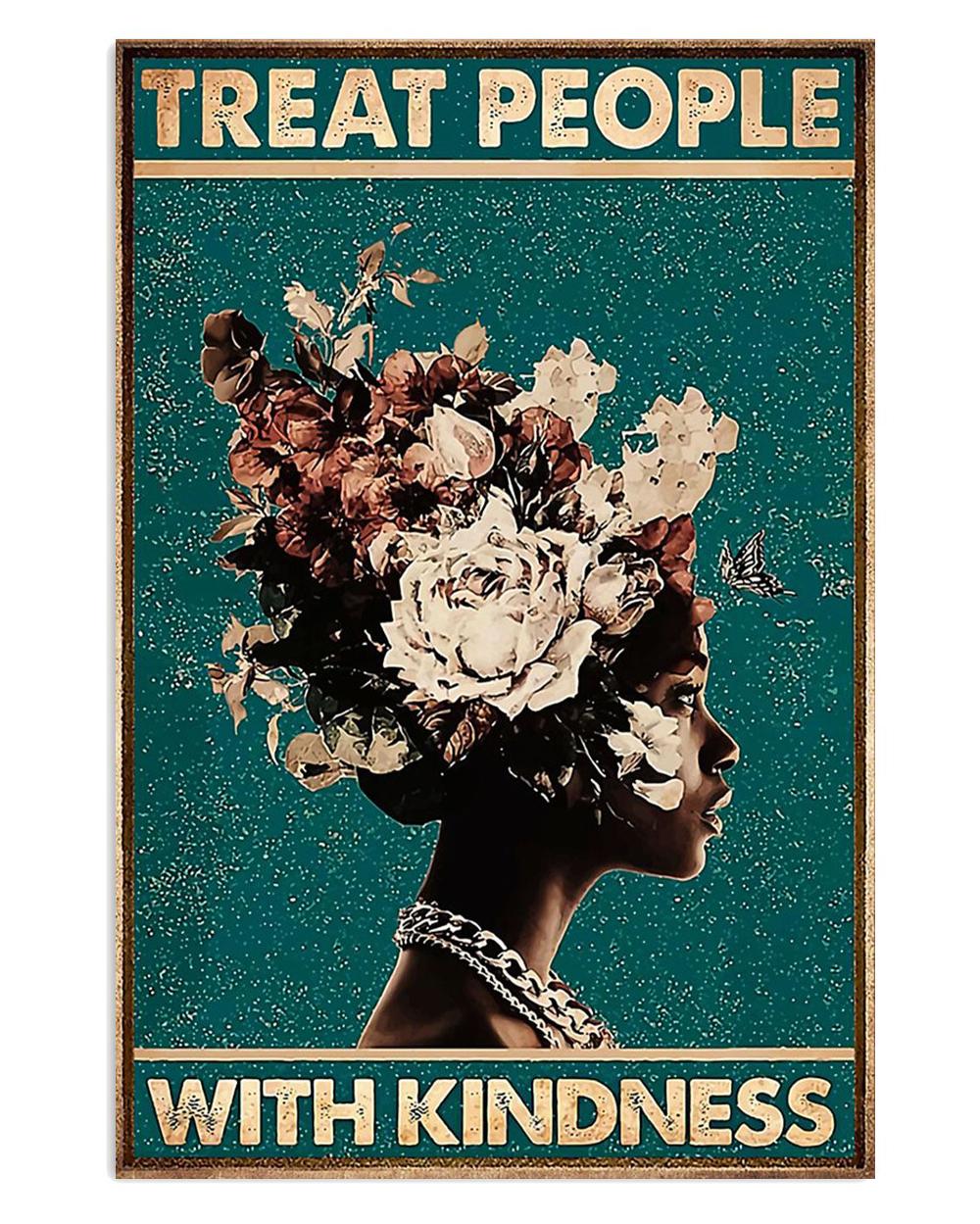 African American Afro Treat People With Kindness Black Girl Poster