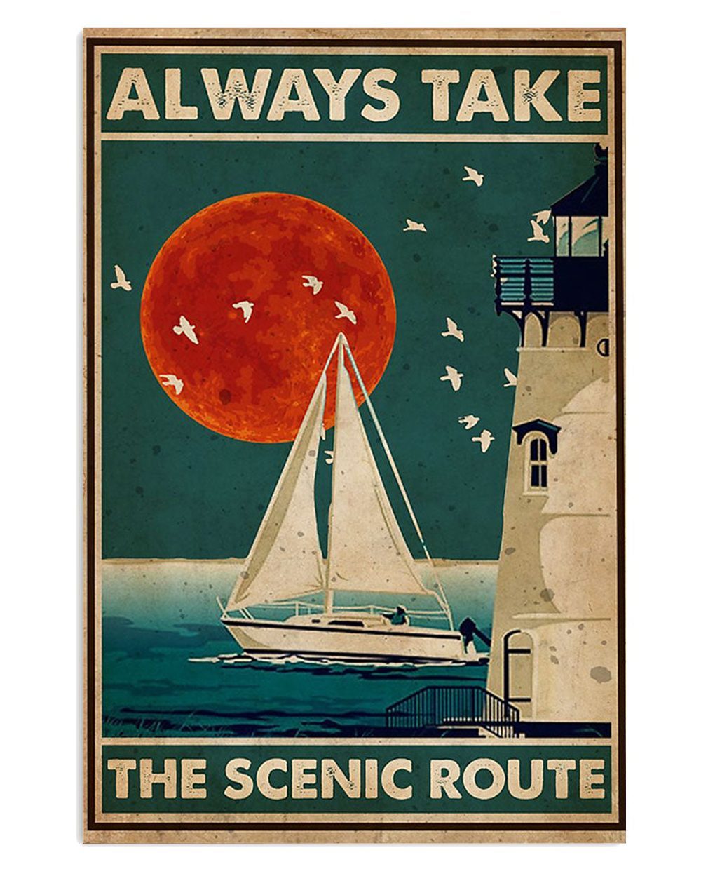 Always Take The Scenic Route Sand Sea Ocean Lover Poster