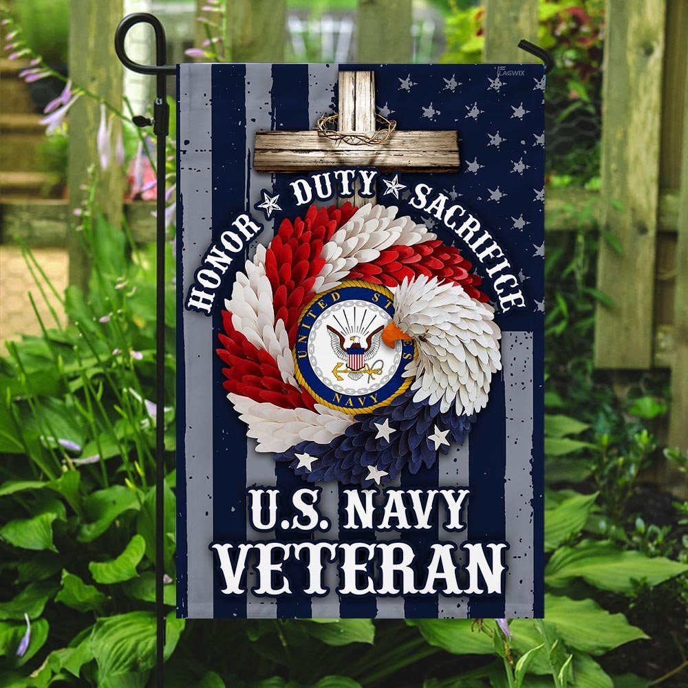 us navy veteran garden flag