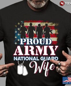 American Flag And Dog Tags Proud Patriotic Army National Guard WifeShirt