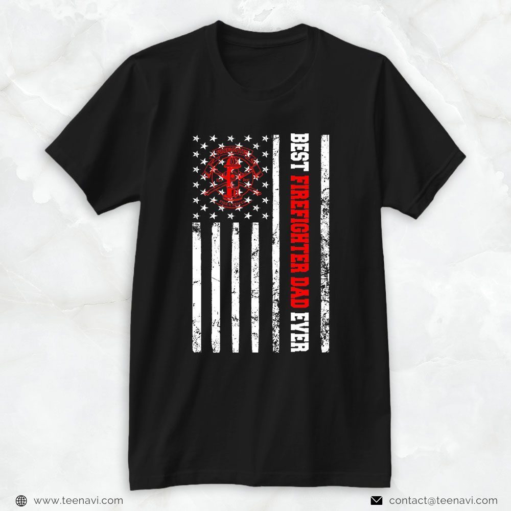 American Flag Fire Dept Logo Fire Hydrant Shirt, Best Firefighter Dad EverShirt