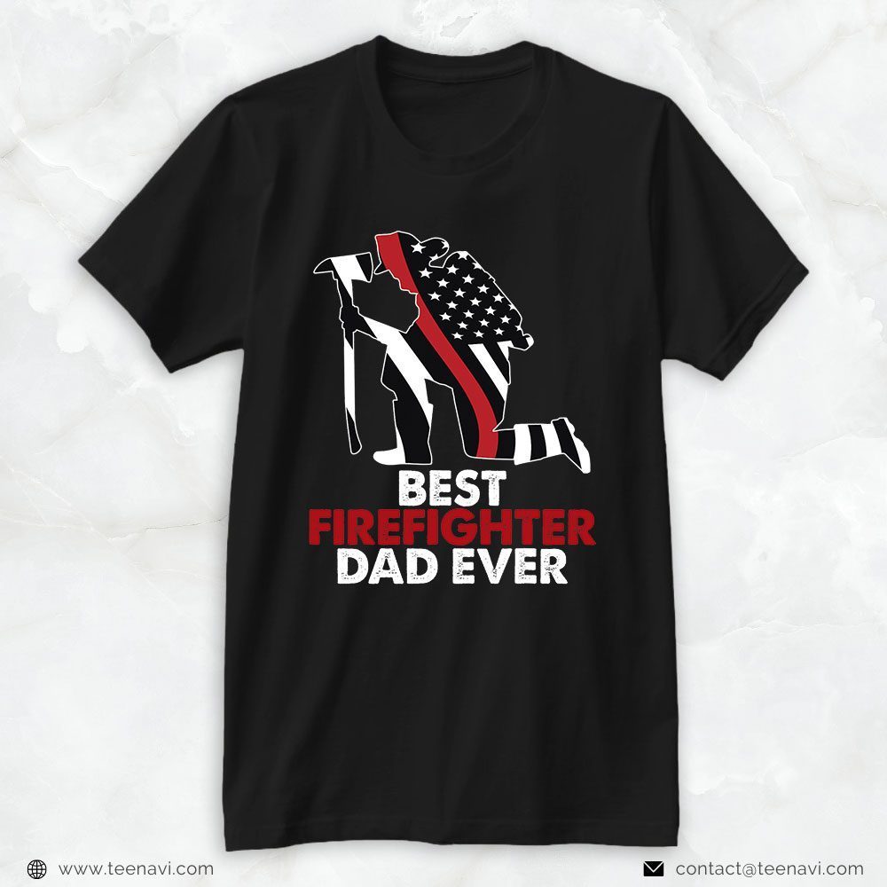 American Flag Kneeling Fireman Axe Shirt, Best Firefighter Dad EverShirt