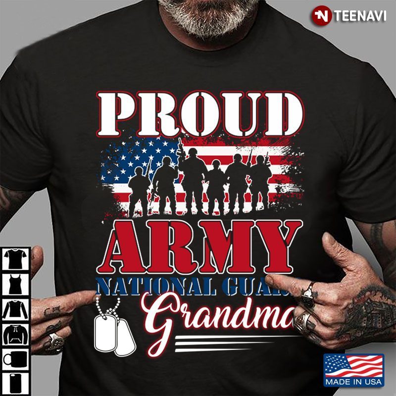 American Flag Proud Army National Guard Grandma United States ArmyShirt