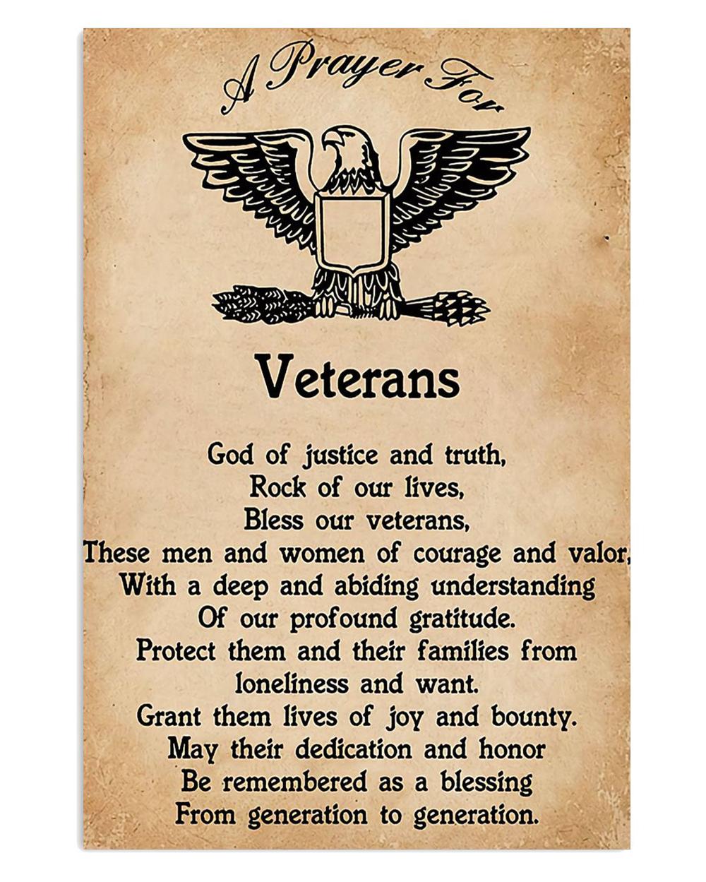 American Veteran Prayer For Veterans Us Navy Army Poster