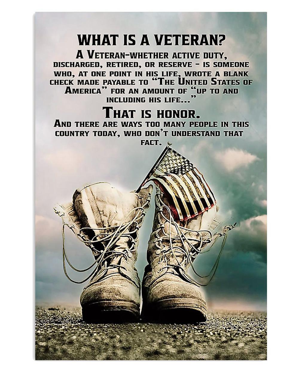 American Veteran What Is A Veteran Us Navy Army Poster