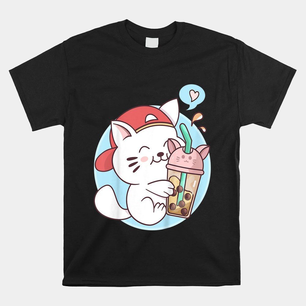 Anime Kawaii Boba Cat Bubble Tea Cat Boba Tea Cat Shirt