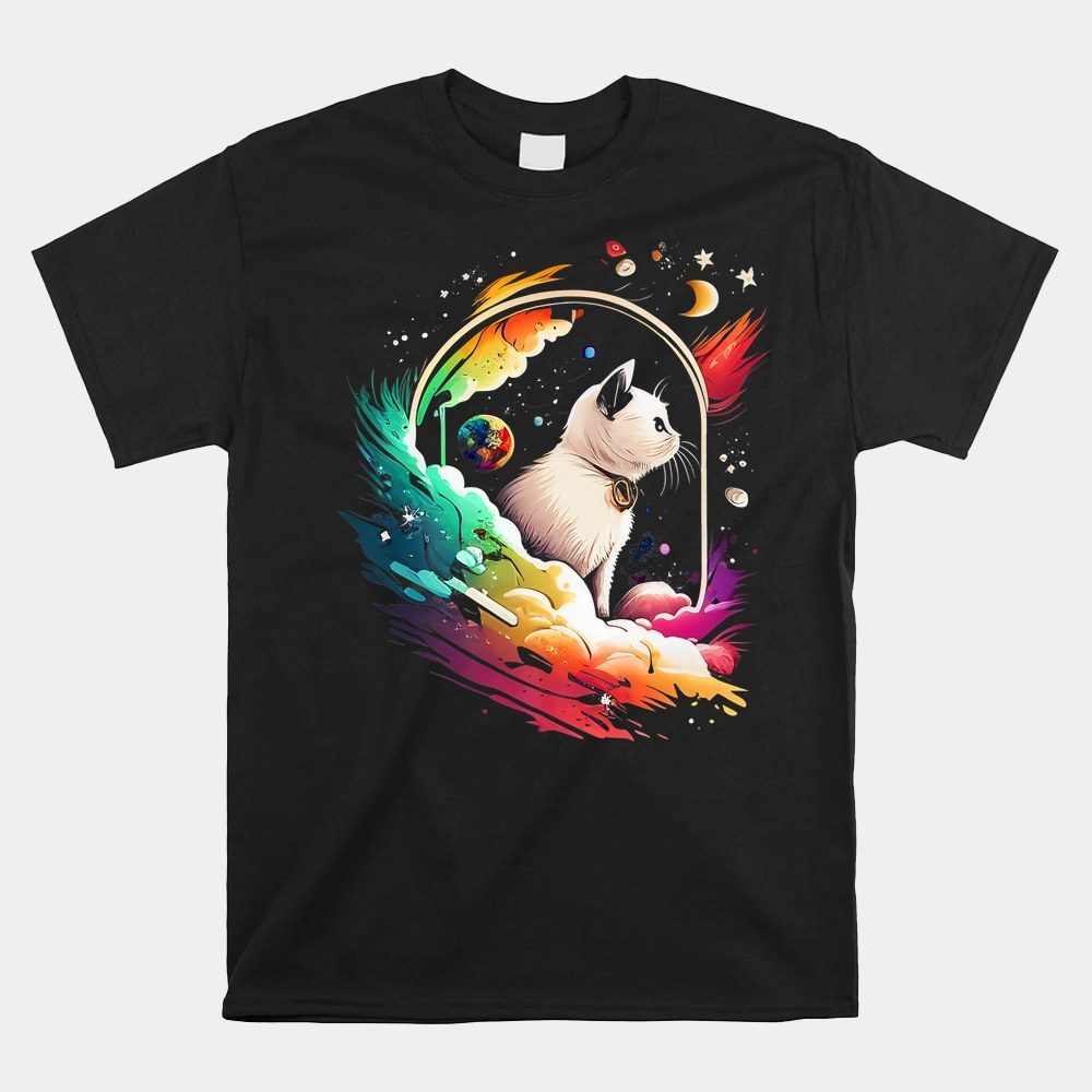 Astronaut Cat Or Funny Space Cat On Galaxy Shirt