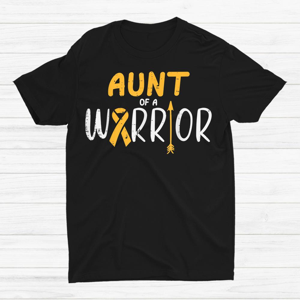 Aunt Of A Warrior Childhood Cancer Ribbon Awareness Family Shirt