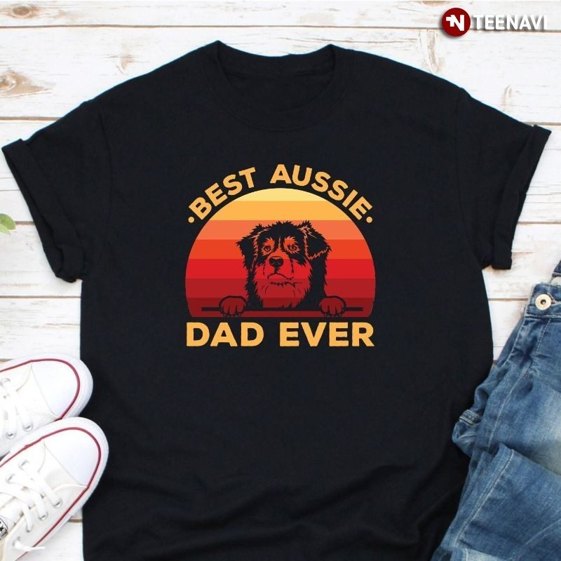 Australian Shepherd Dad Dog Shirt, Retro Best Aussie Dad EverShirt