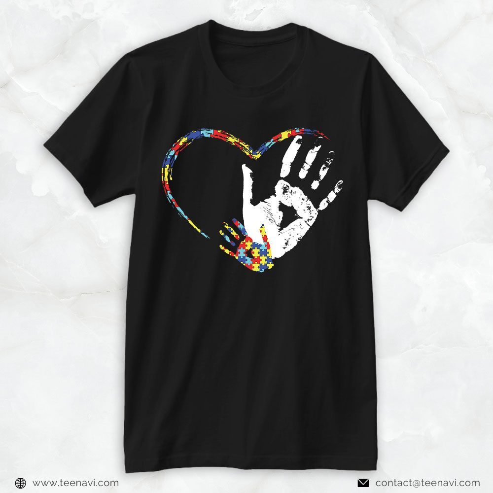 Autism Dad Shirt, Father And Child Autism Puzzle HandShirt