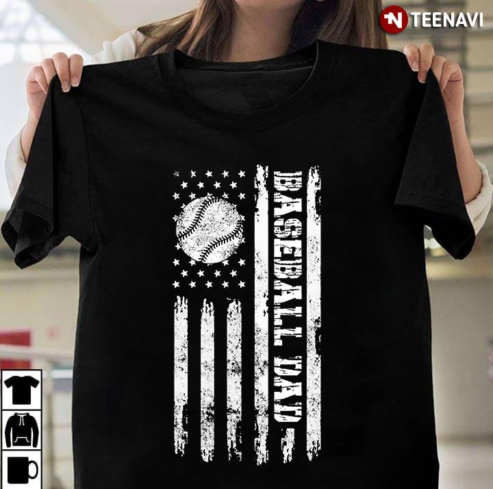 Baseball Dad American Flag Sports Lover for Father's DayShirt