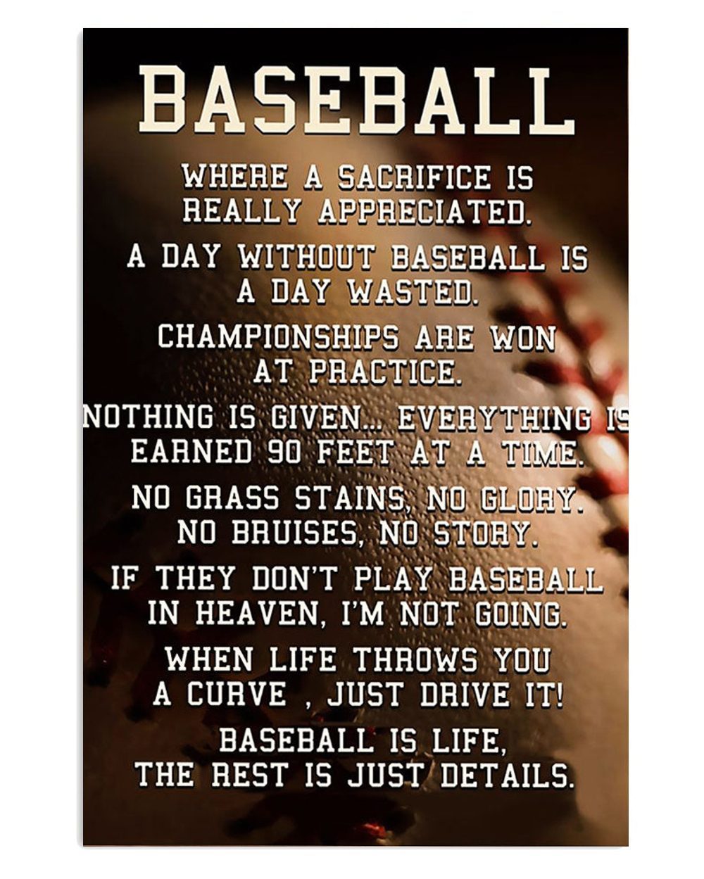Baseball Day Without Baseball Gift For Baseball Player Poster