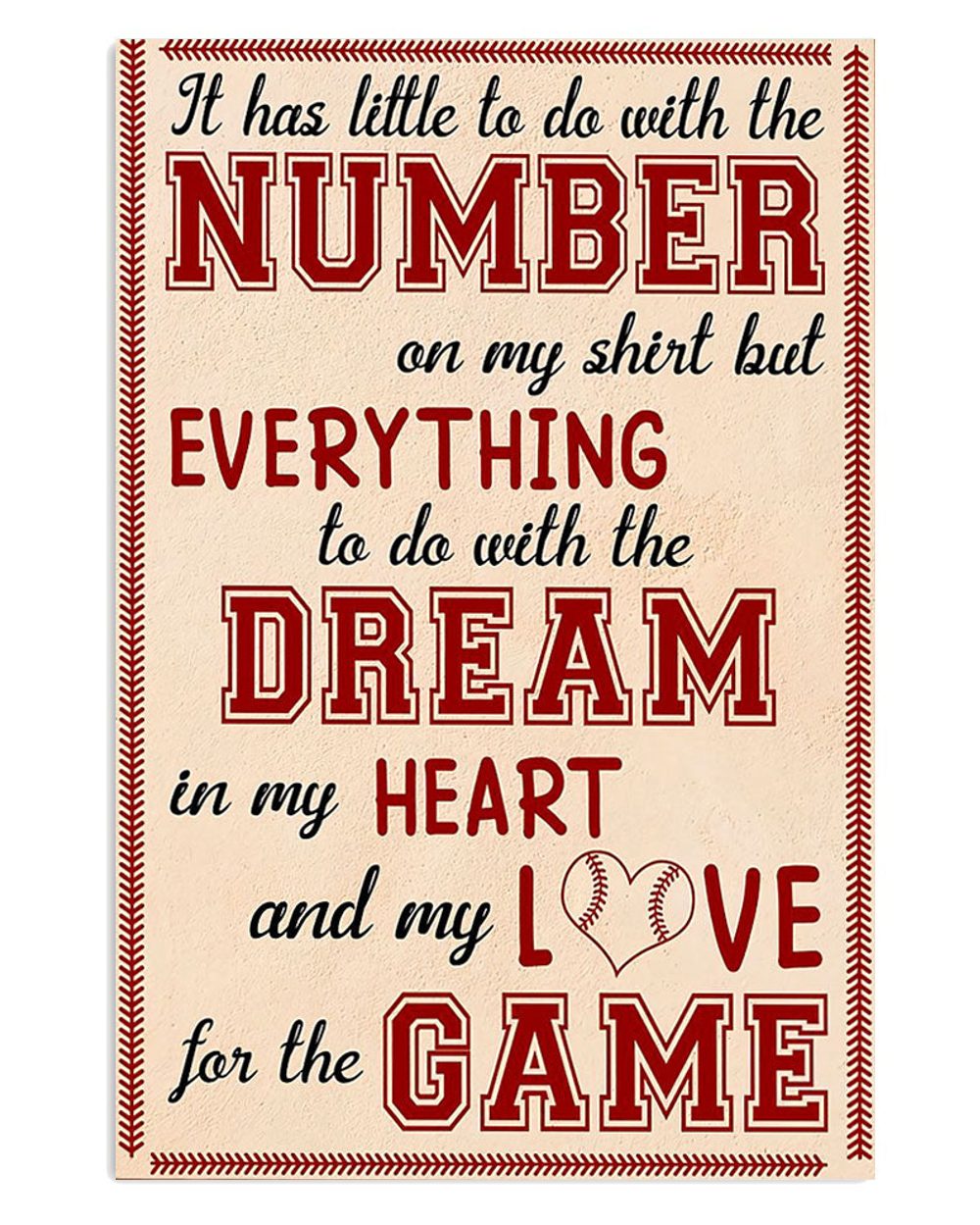 Baseball Heart Love Game Gift For Baseball Player Poster