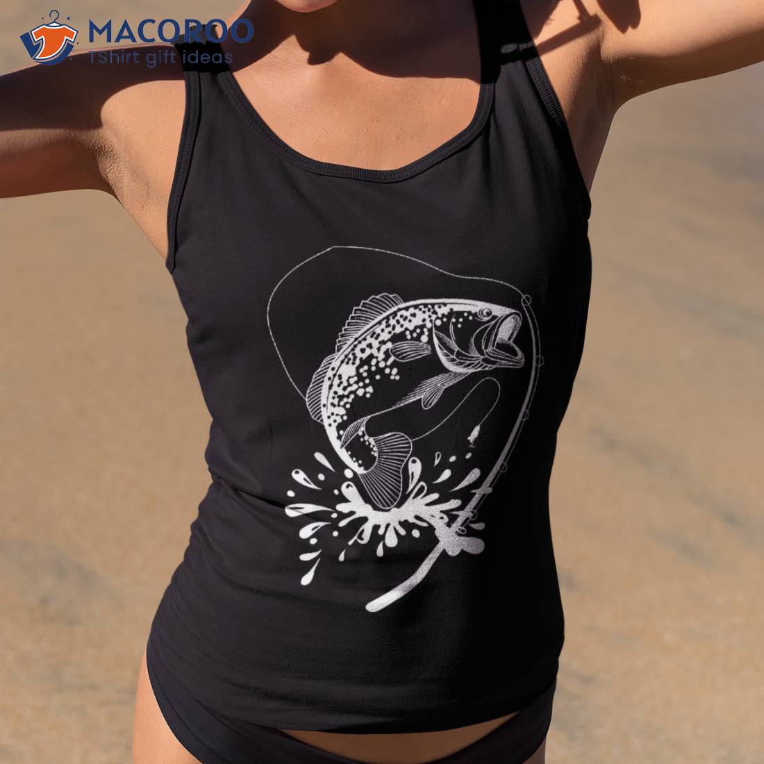 Bass Fishing Angling Fishhook Fisherman Sport Black Fish Shirt