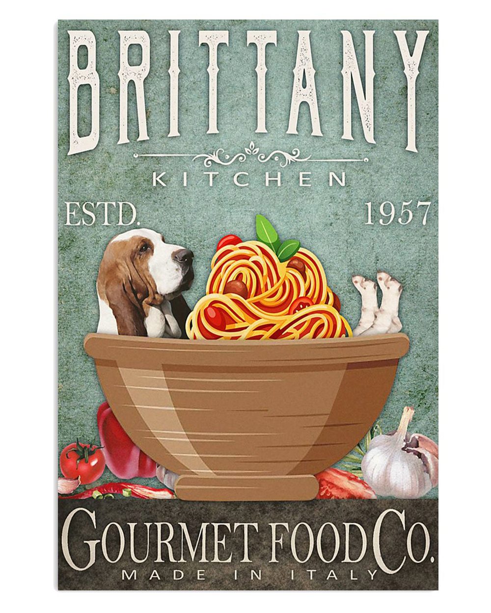 Basset Hound Dog Brittany Kitchen Miniature Basset Hound Puppies Lover Poster