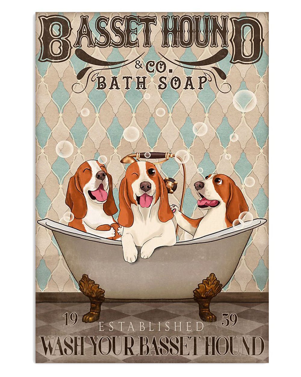 Basset Hound Dog Dog Bath Soap Miniature Basset Hound Puppies Lover Poster