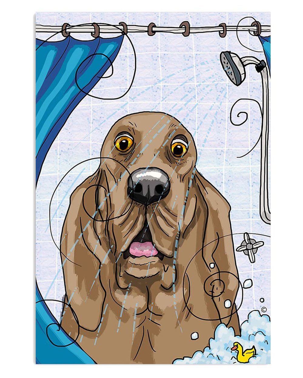 Basset Hound Dog Funny Dog In Bath Miniature Basset Hound Puppies Lover Poster