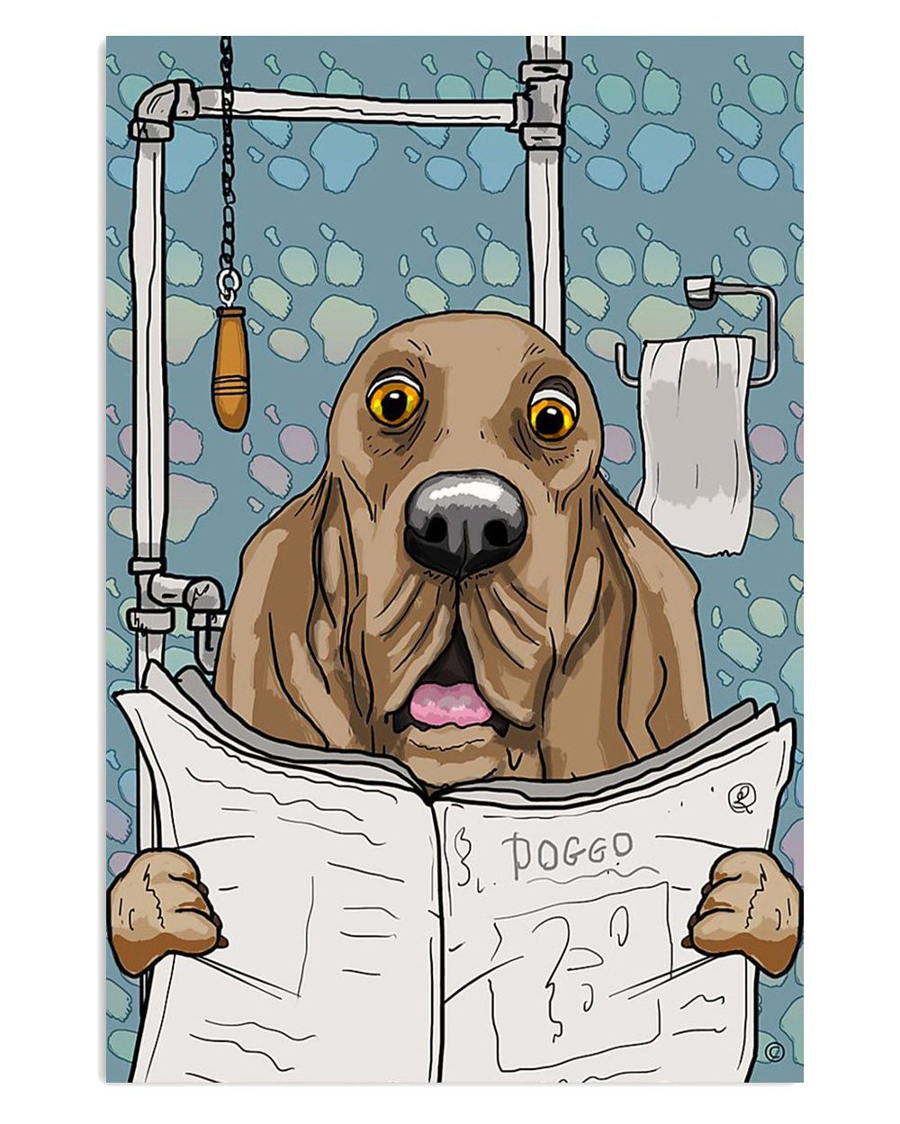Basset Hound Dog Funny Dog In Toilet Miniature Basset Hound Puppies Lover Poster
