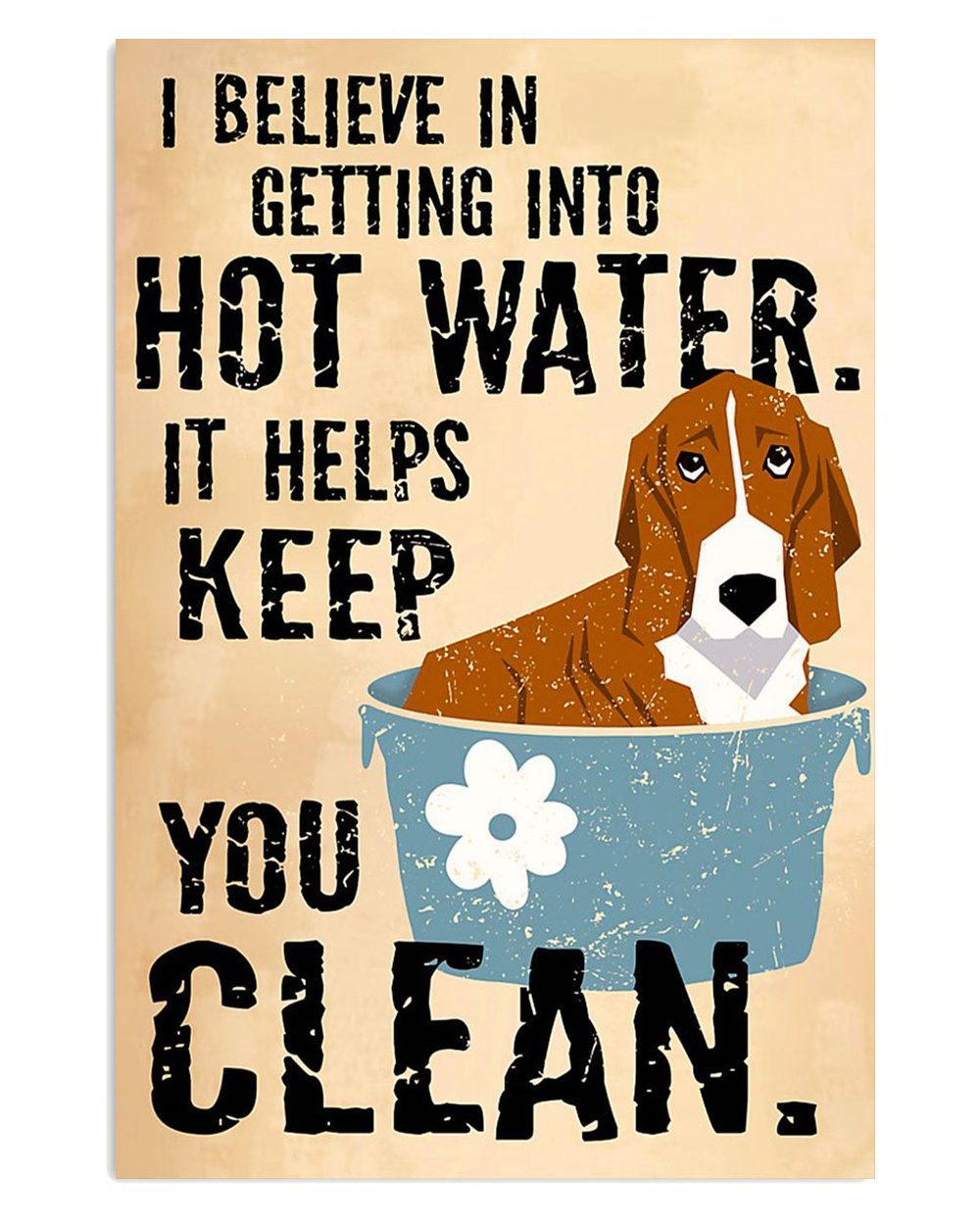 Basset Hound Dog Getting Into Hot Water Miniature Basset Hound Puppies Lover Poster