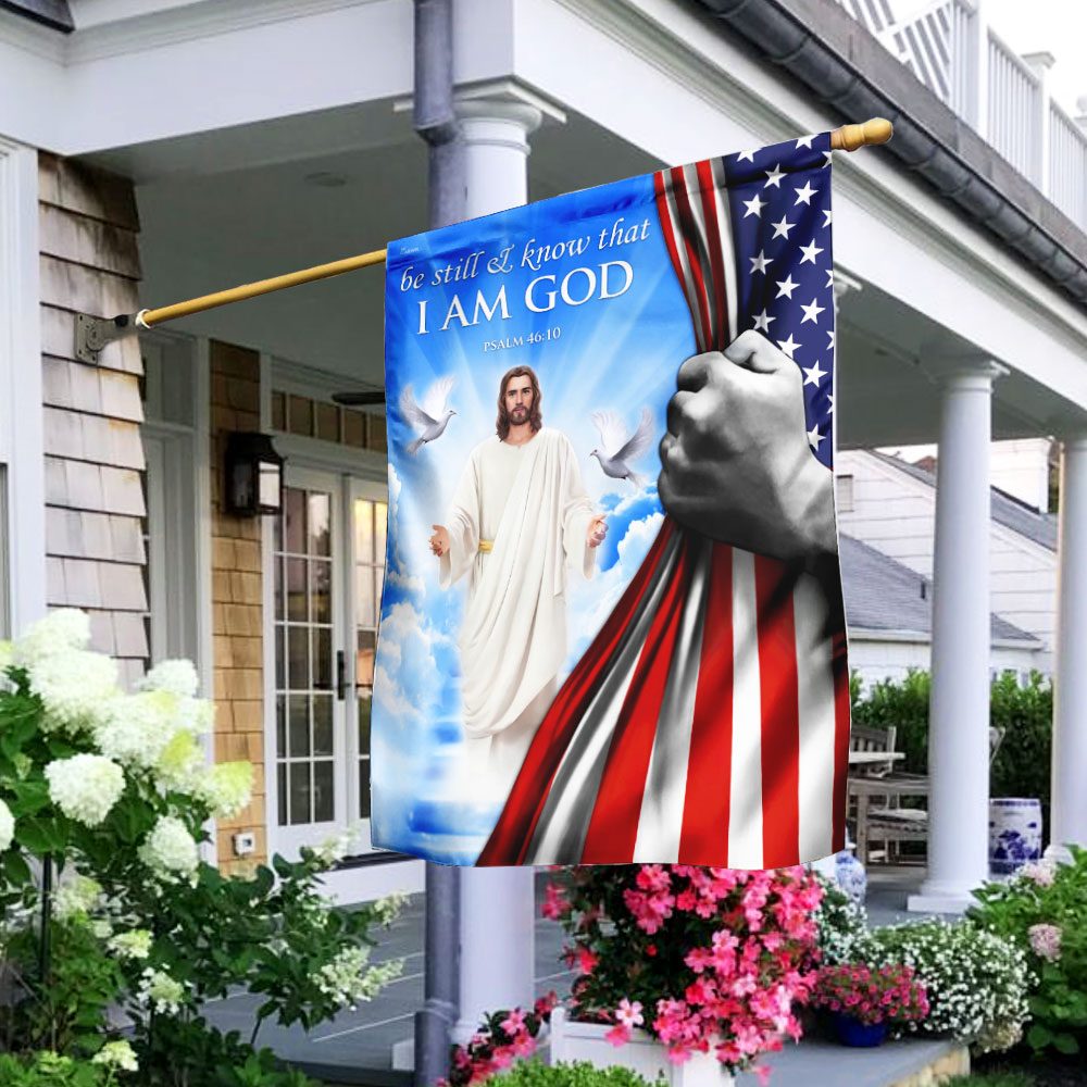 Be Still And Know That I Am God Jesus American US Flag