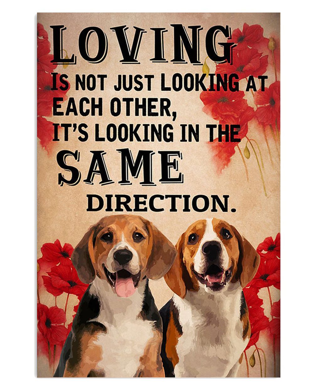Beagle Dog Loving Is Looking At The Same Direction Poster