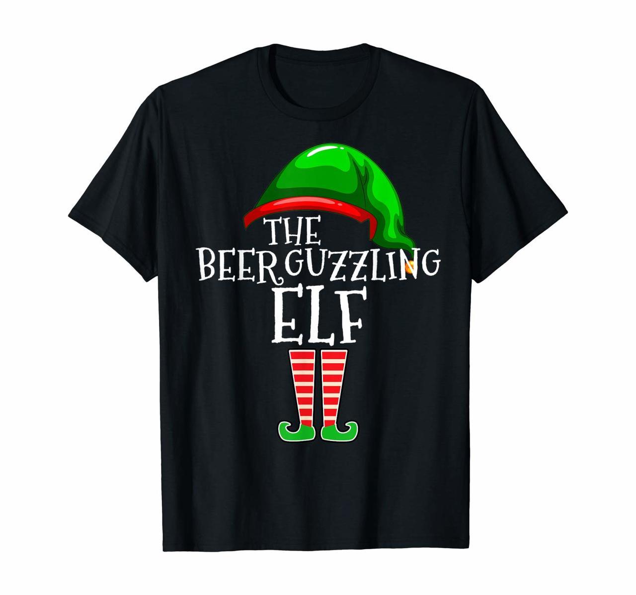 Beer Guzzling Elf Matching Family Christmas Gift Guzzler T-Shirt Hoodies