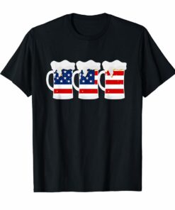 Beer USA Flag Shirt Funny Drinking Patriotic 4th of July Tee Hoodies