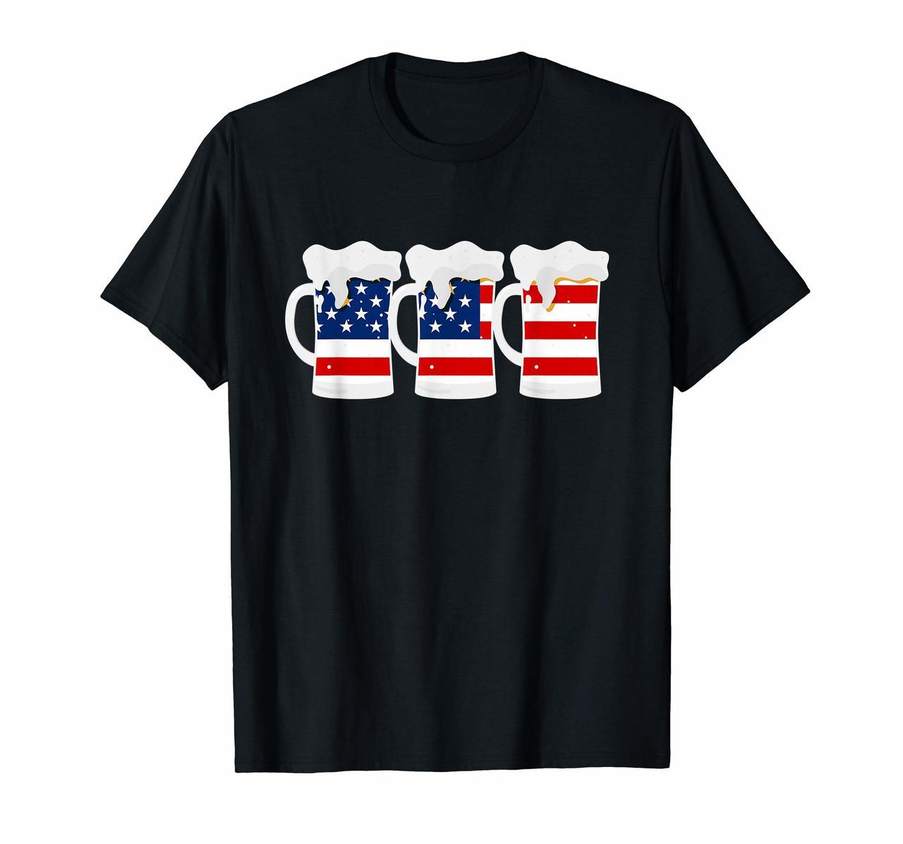 Beer USA Flag Shirt Funny Drinking Patriotic 4th of July Tee Hoodies