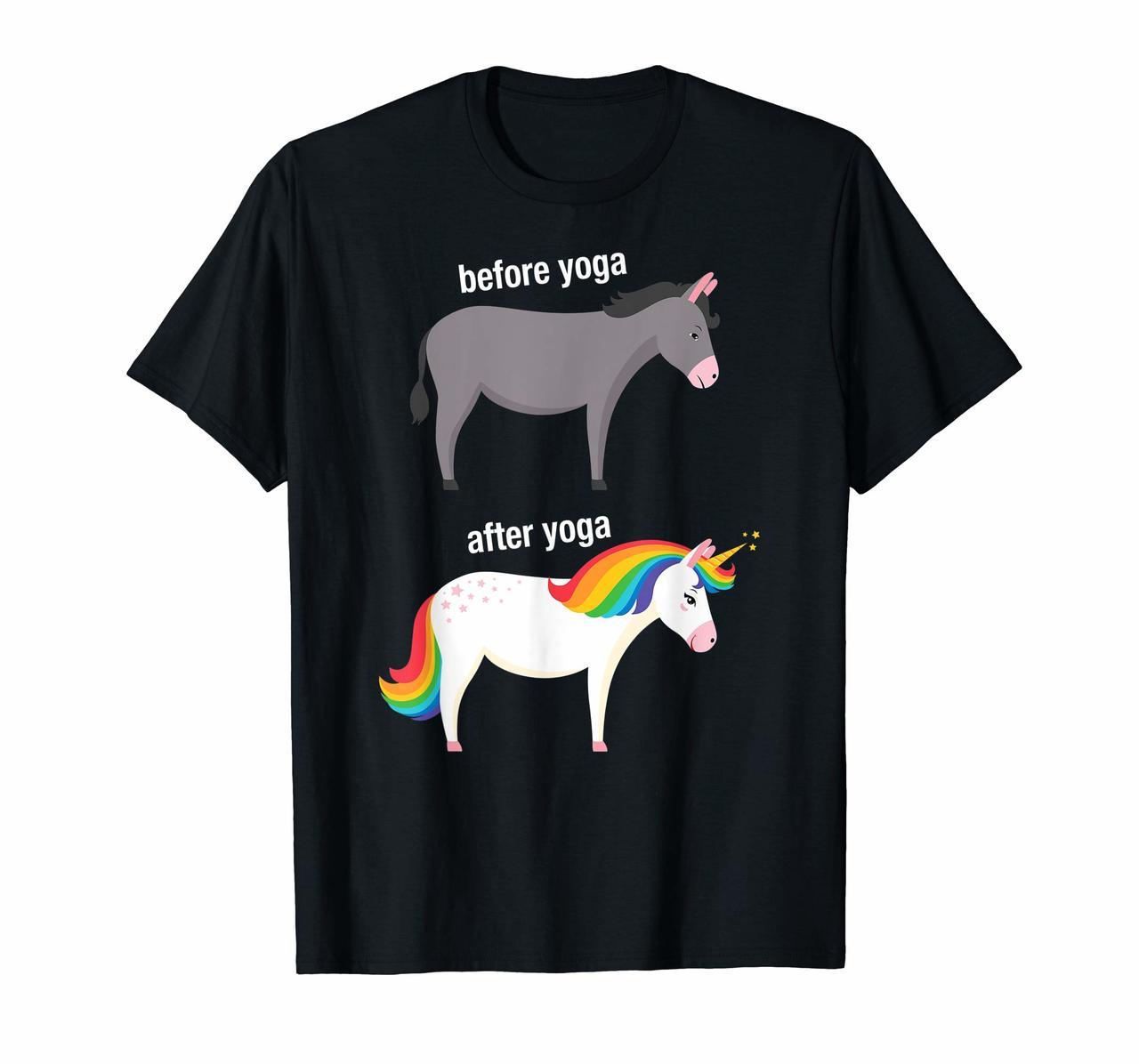 Before and After Yoga Funny Unicorn illustration T-Shirt Hoodies