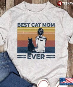 Best Cat Mom Ever Woman And Black Cat VintageShirt