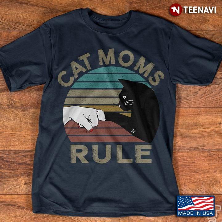 Best Cat Mom Rule Vintage Black CatShirt