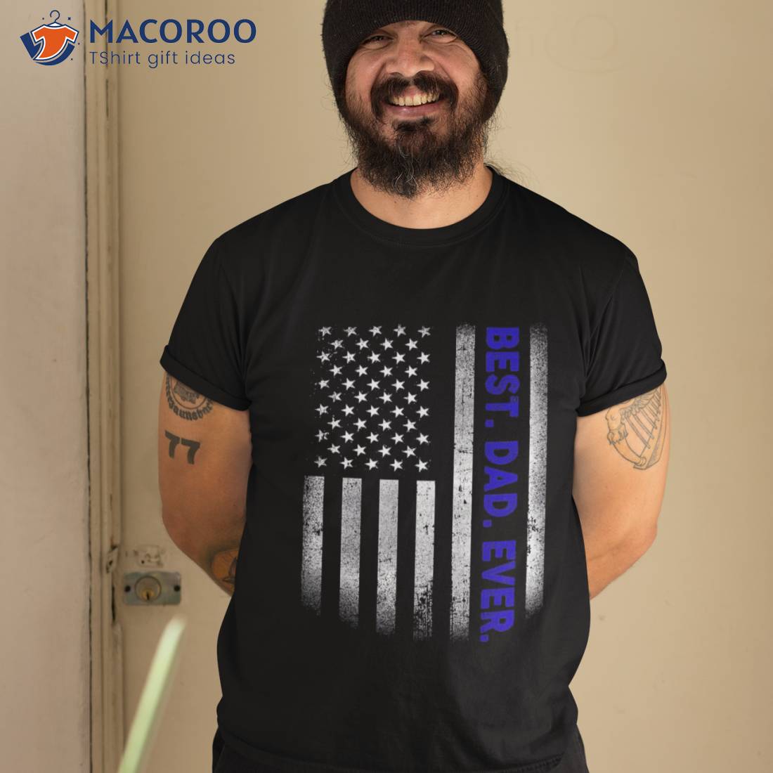 Best Dad Ever With Us American Flag Gift For Father's Day Shirt