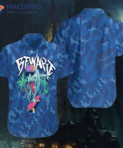 Beware Of The T-rex Skating Dinosaur Hawaiian Shirt