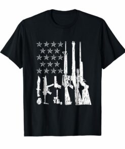 Big American Flag With Machine Guns Shirt Hoodies
