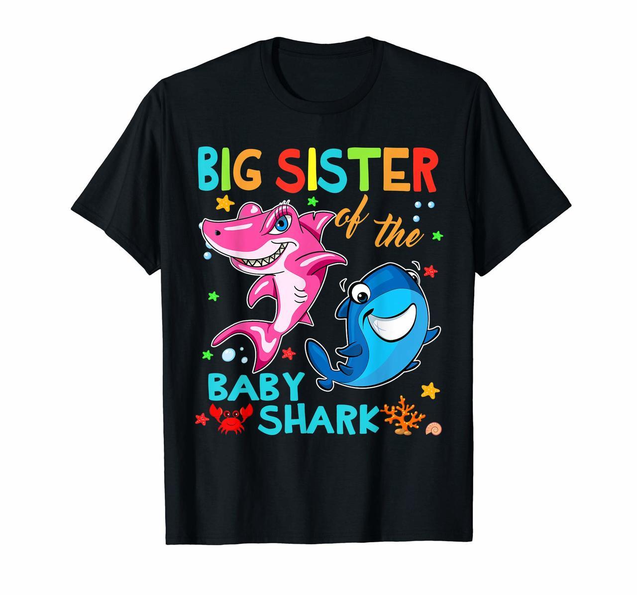 Big Sister Of The Baby Shark Birthday Big Sister Shark Shirt Hoodies