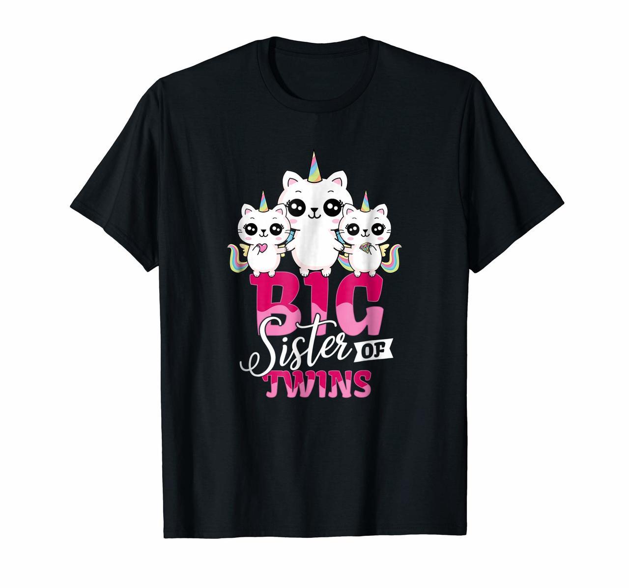 Big Sister of Twins T-Shirt Twin Unicorn Cats Girls Shirt Hoodies