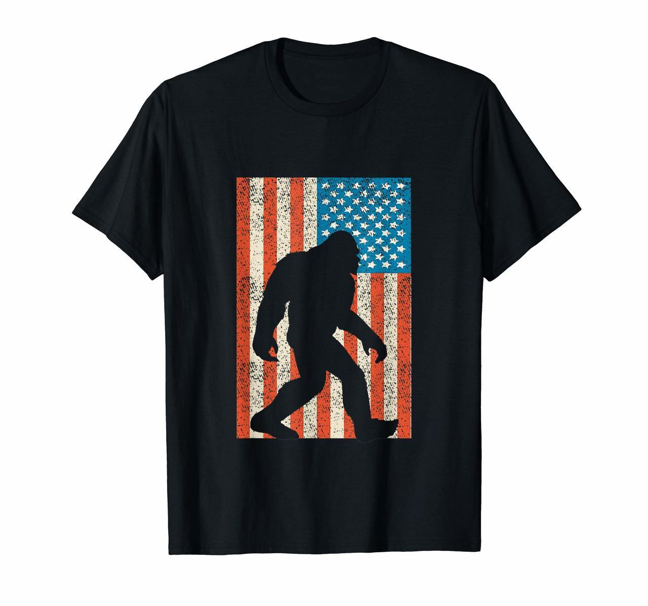 Bigfoot Sasquatch I Believe Tshirt with USA Distressed Flag Hoodies