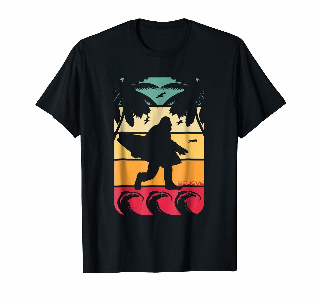 Bigfoot Shirt Surfing Surf Retro Vintage Men Women Kids Gift Hoodies