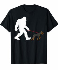 Bigfoot Walking Doberman T Shirt Doberman Dog Lover Hoodies