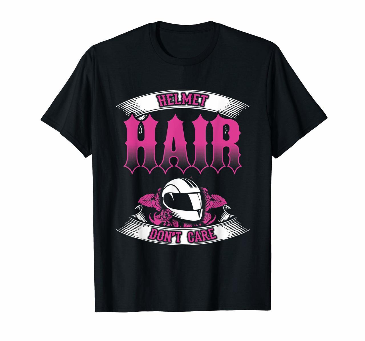 Biker Chick Shirt Motorcycle Helmet Hair Dont Care Pink Hoodies