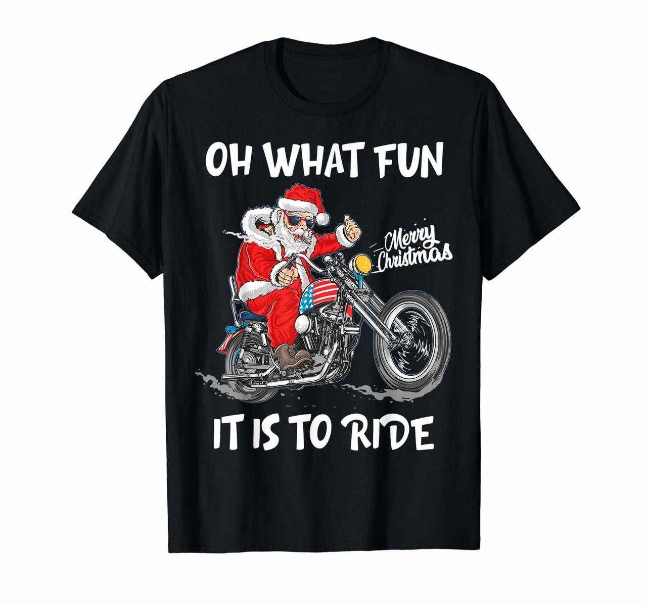 Biker Santa Motorcycle Fan Merry Christmas Xmas Holidays T-Shirt Hoodies