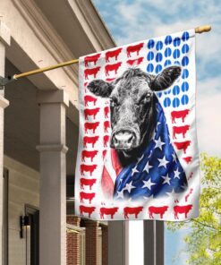 Black Angus Cattle Celebrate Fourth Of July Independence Day Flag DBX1621F